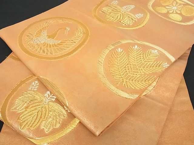 Rakuten - 平和屋着物■六通柄袋帯　吉祥鶴丸文　金糸　逸品　az3545