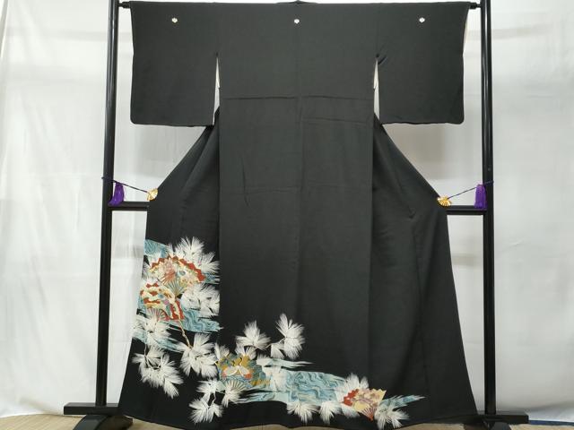 Rakuten - 平和屋着物■豪華黒留袖　檜扇枝松葉文　金銀彩　正絹　逸品　CABA2588fb