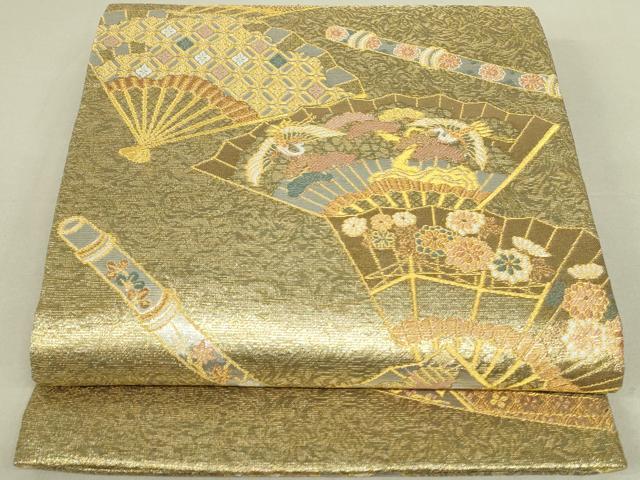 乐天商城 - 平和屋着物◎佐賀錦　六通柄袋帯　扇面花鳥文　金銀糸　正絹　逸品　DAAT4969qp