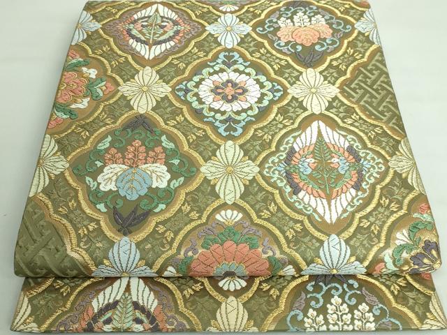 平和屋着物■極上　六通柄袋帯　唐織　双鶴花菱文　金糸　逸品　DZAA6755kh5