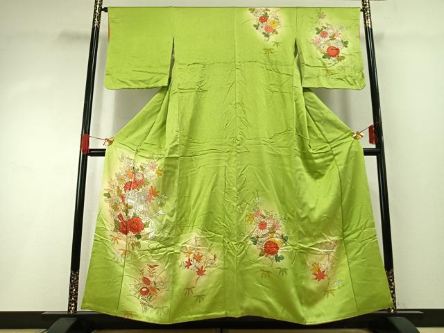 乐天商城 - 平和屋着物■訪問着　手描き　駒刺繍　御所車花文　暈し染め　正絹　逸品　AABG1653fy