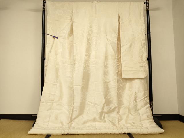 平和屋本店●白打掛　白無垢　和装　婚礼　結婚式　花嫁　神社挙式　唐織　御所車草花文　逸品　AABJ2684fw