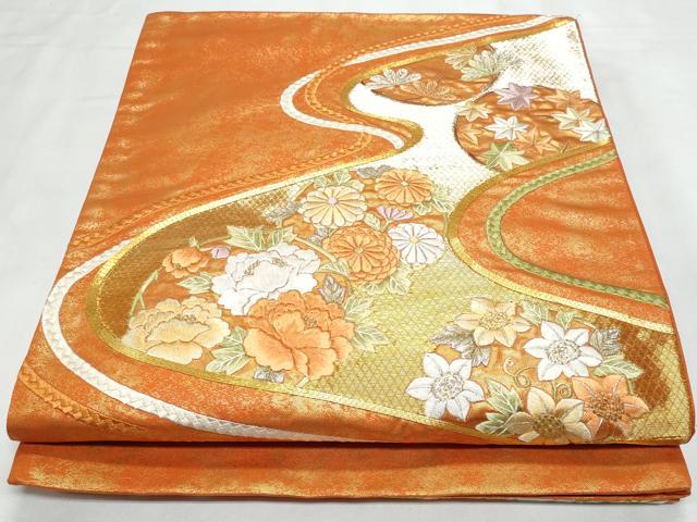 ■■■　サイズ　■■■ 長さ 444cm 幅 30.5cm程 ■■■　商品詳細　■■■ 【正絹・芯なし】 詳細に関しましては、画像をご確認ください。 大変上質な逸品になります。 お安く出品致しますので、是非この機会にいかがでしょうか？ ※手先未かがりですが着用には問題ありません。 ■■■　注意事項　■■■ ■モニター発色の具合により色合いが異なる場合がございます。 ■寸法は多少の誤差が生じる場合が