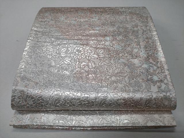 Other - 平和屋着物◎六通柄袋帯　花唐草文　銀糸　正絹　逸品　CABD1654ha