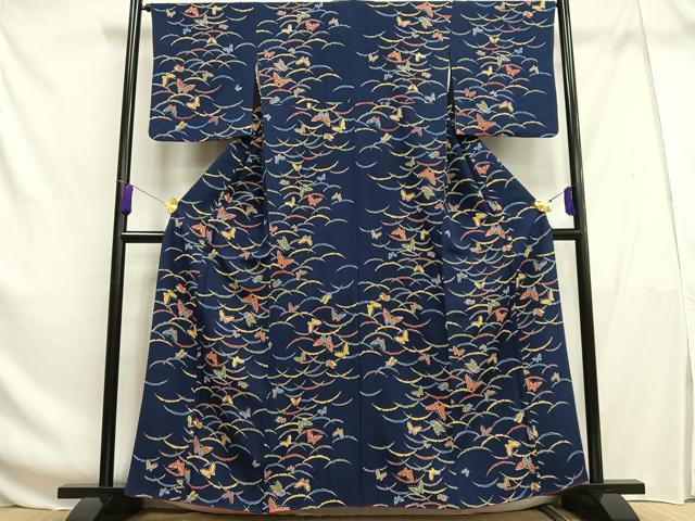 Kimono - 平和屋着物■上質な小紋　舞蝶雪芝文　反端付き　正絹　逸品　AABF6388oa