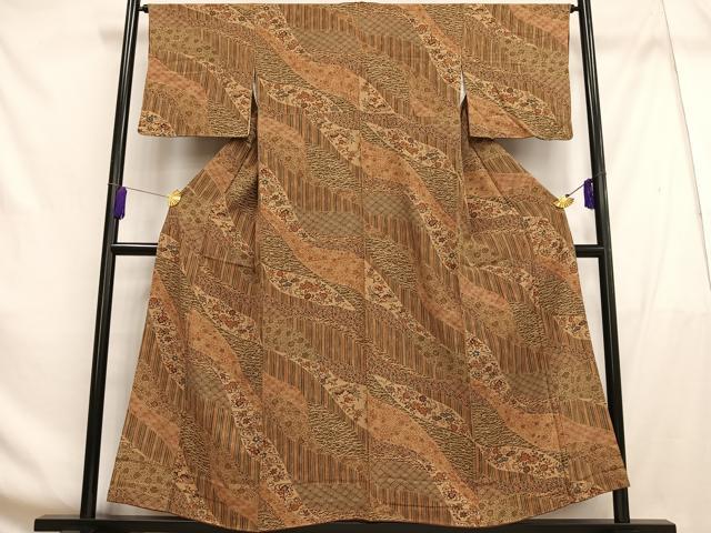 平和屋着物■上質な小紋　草花寄せ小紋柄　正絹　逸品　AABF8532oa