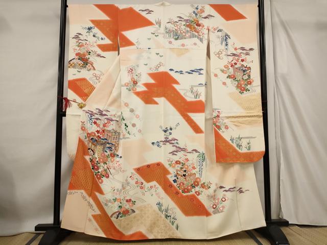 平和屋着物■豪華振袖駒刺繍御所車花...