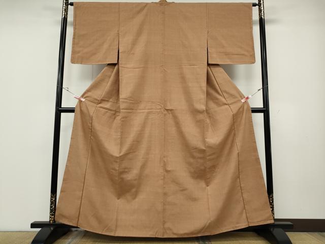 平和屋の平和屋着物●結城紬　色無地　洒落柿色　正絹　逸品　未使用　CABD0255ut｜アングル2