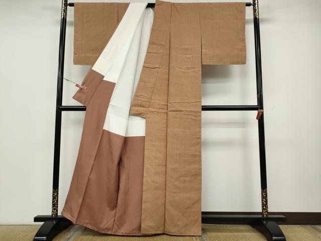 平和屋の平和屋着物●結城紬　色無地　洒落柿色　正絹　逸品　未使用　CABD0255ut｜アングル3