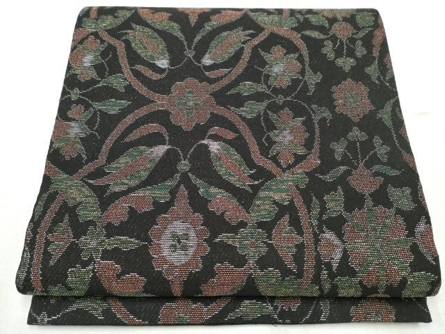 平和屋着物●全通柄　本袋帯　更紗花文　金銀糸　正絹　逸品　CABD5618hy