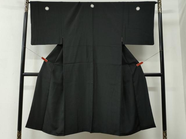 平和屋着物●男性　黒紋付　正絹　逸品　CABC6987yc