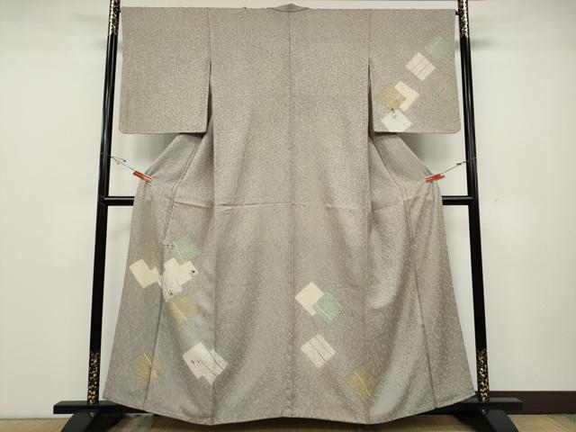 乐天商城 - 平和屋着物●訪問着　刺繍　菱重ね花文　金糸　正絹　逸品　CABD0364ut