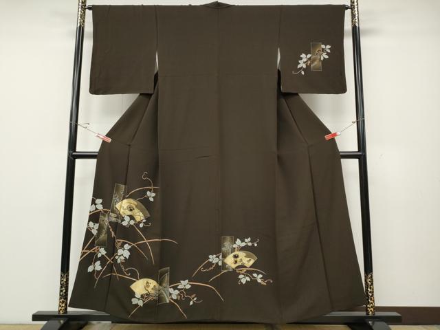 平和屋着物●訪問着　竹屋町刺繍　地紙短冊枝花文　金彩　さが美扱い　正絹　逸品　CABD0375ut