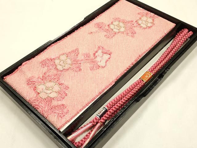 Other - 平和屋本店●和装小物　帯締め・帯揚げセット　総絞り　草花文　金糸　金彩　正絹　逸品　未使用品あり　AABF9378ay