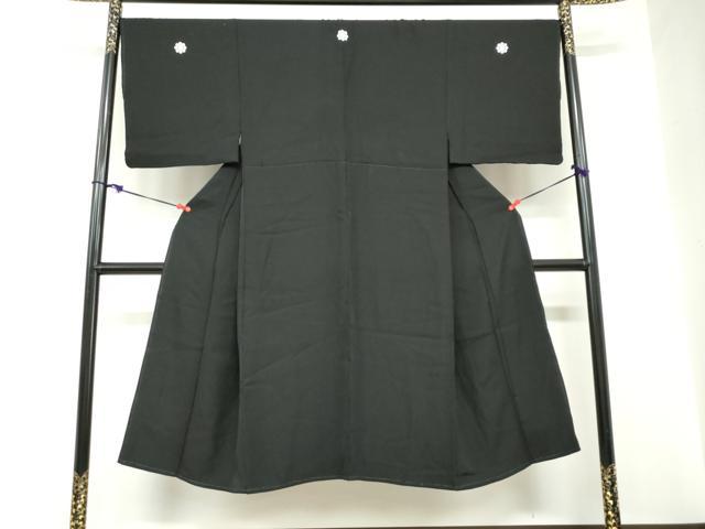 平和屋着物●男性　黒紋付　正絹　逸品　DABC2300ud
