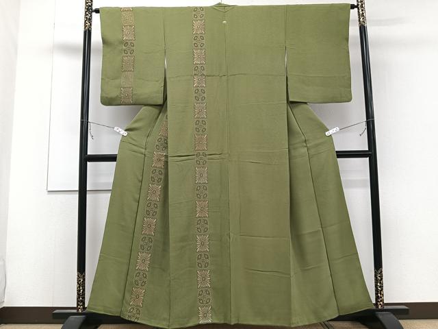 平和屋着物■訪問着　寿光織　洋花文　金糸　正絹　逸品　CABC5806xi