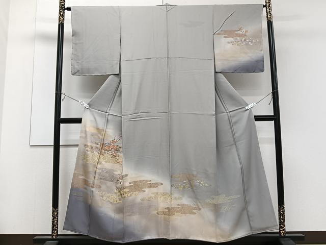 平和屋着物■訪問着　刺繍　絵霞花文　暈し染め　金銀彩　正絹　逸品　未使用　CABC5850xi