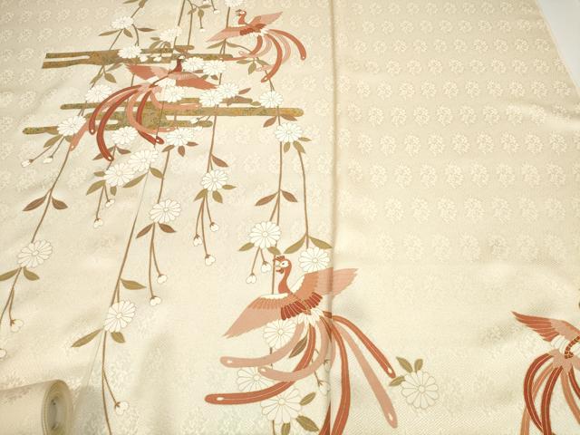 平和屋着物●付下げ 反物 着尺 刺繍 鳳凰花文 金彩 逸品 未使用 DABD8572zzz