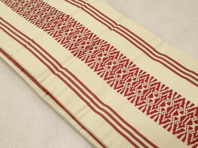 平和屋着物◎本場筑前博多織 両面 半幅帯 献上 証紙付き 正絹 逸品 CABB3556oy