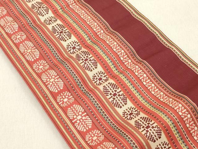 平和屋着物◎本場筑前博多織　半幅帯　花間道　正絹　逸品　DABB2354cd