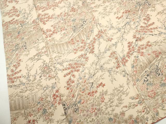 Full-Length Under-Kimono - 平和屋着物■上質な小紋　風景花車文　正絹　逸品　DABC0601qa