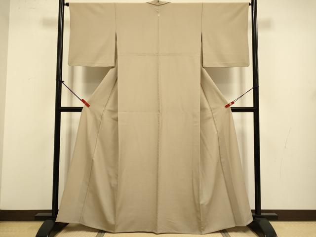 平和屋の平和屋着物▽洗える最高級着物　＜英＞はなぶさ謹製　色無地　単衣　白茶色　洗える着物　DABJ3567du｜アングル2