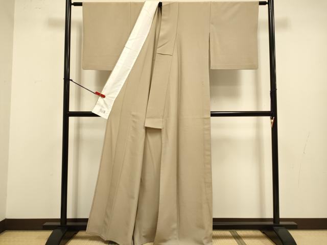 平和屋の平和屋着物▽洗える最高級着物　＜英＞はなぶさ謹製　色無地　単衣　白茶色　洗える着物　DABJ3567du｜アングル3