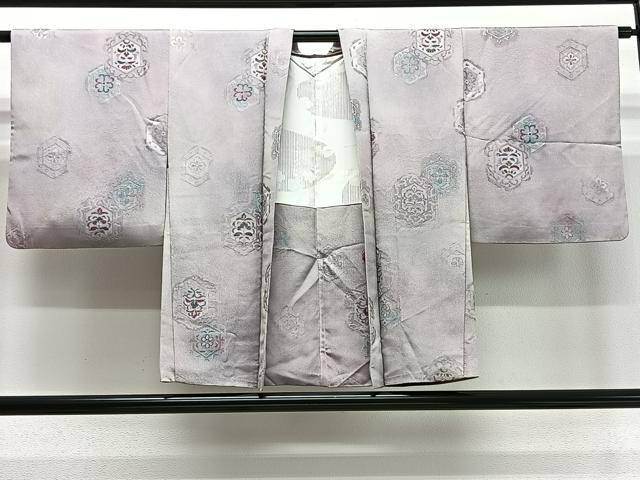 平和屋着物＃羽織　地紋起こし　幾何学花文　暈し染め　正絹　逸品　CABD4462ua