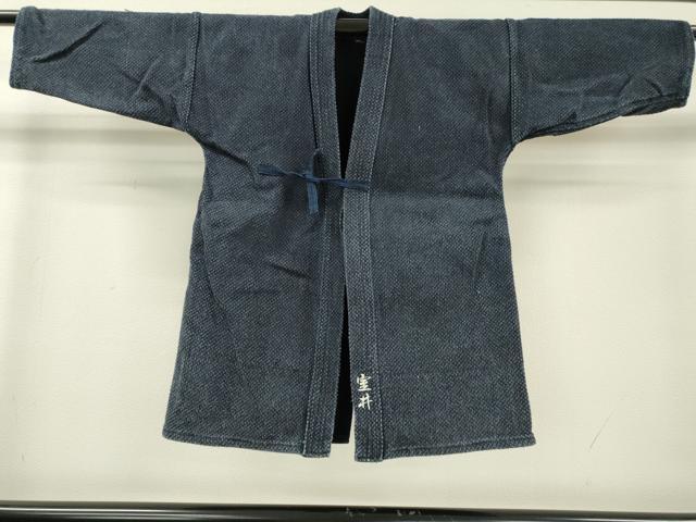 平和屋着物▼男性　羽織　デニム地　幾何学文様　鉄紺色　正絹　逸品　DABC6284fe