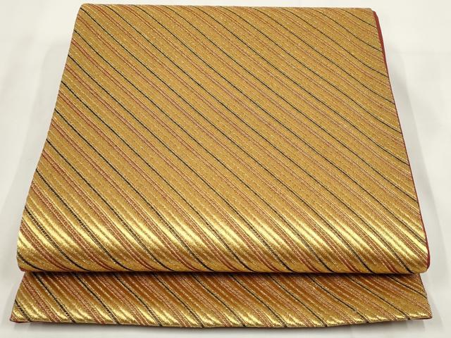 Rakuten - 平和屋着物▼全通柄袋帯 斜縞 金糸 正絹 逸品 AABF7924wj