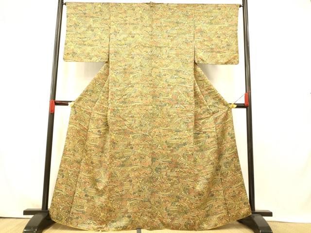 平和屋着物■上質な小紋 風景文 正絹 逸品 AABI5908fw