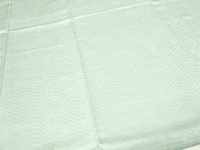 平和屋着物■上質な色無地　青海波地紋　灰黄緑色　正絹　逸品　DABC0428sf
