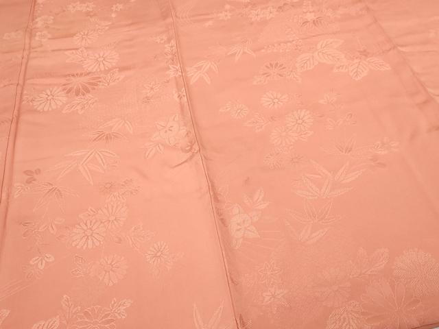 Full-Length Under-Kimono - 平和屋着物■上質な色無地　草花地紋　曙色　正絹　逸品　DABC0444sf