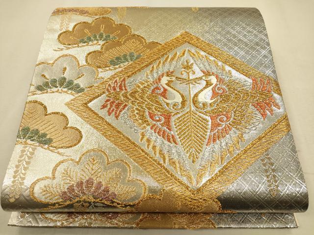 平和屋着物◎六通柄袋帯 向かい鳥吉祥花文 金銀糸 引箔 正絹 逸品 CAAP8380ft