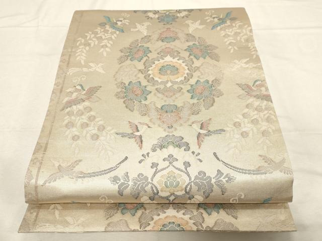 Rakuten - 平和屋着物▼六通柄袋帯　更紗鳥文　金糸　正絹　逸品　CABC8717dy