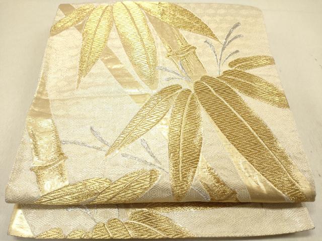 平和屋着物◎六通柄袋帯 笹竹文 金銀糸 正絹 逸品 DAAU0309cd