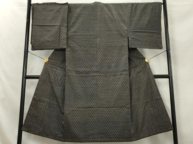平和屋着物■男性　本場大島紬　市松文様　反端付き　正絹　逸品　AABE0994tn