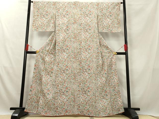 平和屋着物■上質な小紋　亀甲草花文　正絹　逸品　AABF7121tn