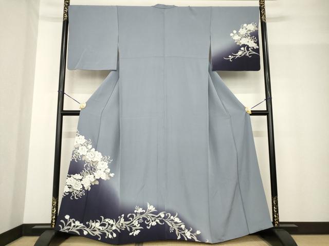 Kimono - 平和屋着物●訪問着　刺繍　花唐草文　暈し染め　銀糸　正絹　逸品　AABF9016ck