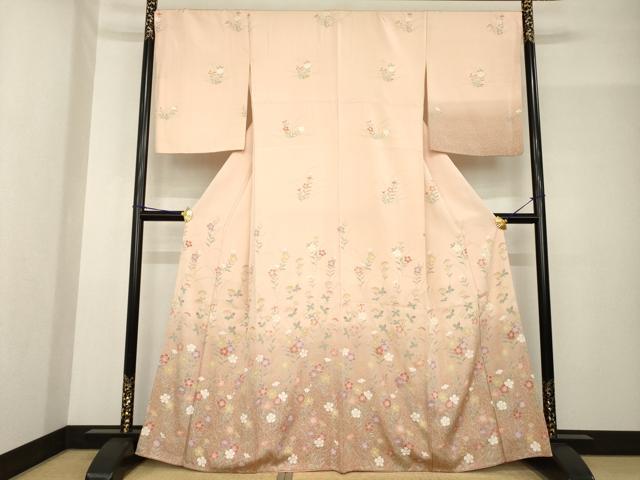 平和屋着物●訪問着　草花文　京都清水地主神社　暈し染め　金彩　正絹　逸品　AABF9611ck
