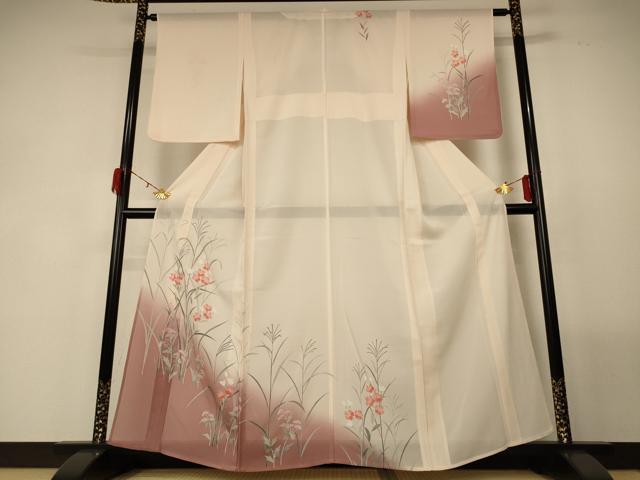 Kimono - 平和屋着物＊夏物　訪問着　絽　友禅　草花文　暈し染め　正絹　逸品　AABG2006jd