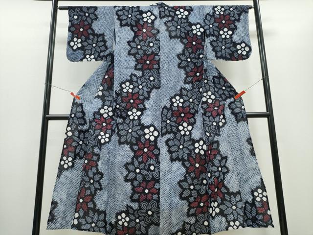 平和屋着物∴夏物　浴衣　有松鳴海絞り　舞花文　綿　逸品　CABD2436ng