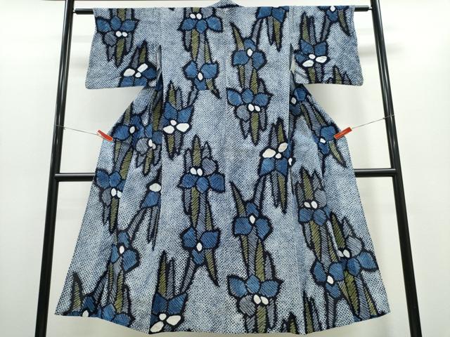 平和屋着物∴夏物　浴衣　有松鳴海絞り　杜若　綿　逸品　CABD2447ng