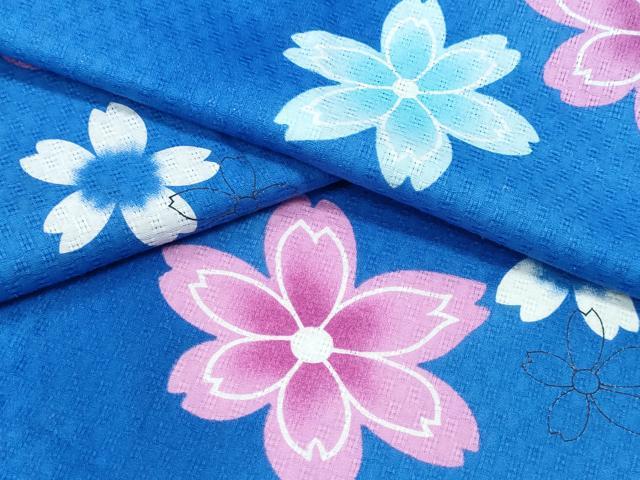 平和屋着物∴夏物　浴衣　舞桜　綿　逸品　CABD2457ng