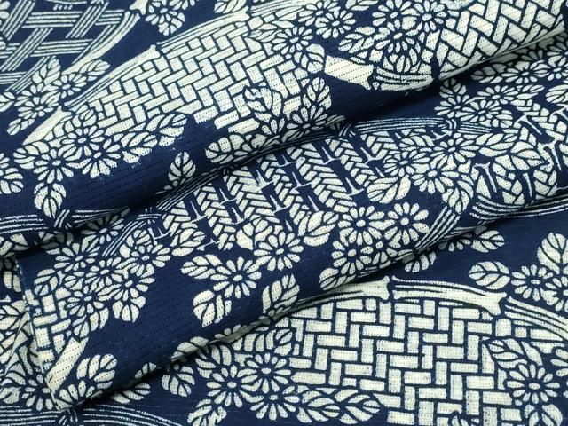 平和屋着物∴夏物　浴衣　綿絽　籬花文　綿　逸品　CABD2461ng