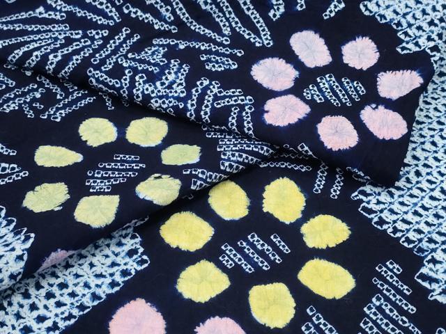 平和屋着物∴夏物　浴衣　有松鳴海絞り　流水柳花文　綿　逸品　CABD2475ng