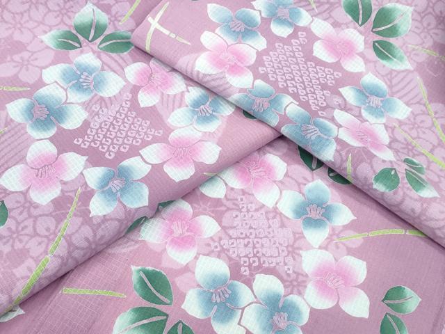 Female Yukatas - 平和屋着物∴夏物　浴衣　綿紅梅　舞花尽くし　綿　逸品　CABD2490ng