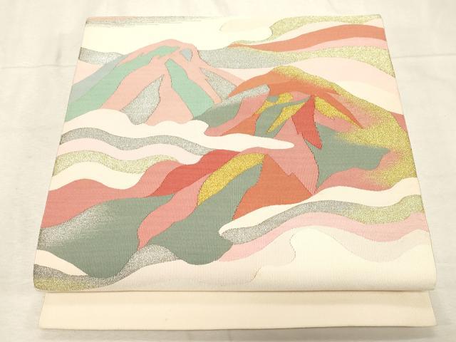 平和屋着物●爪掻き本綴れ　八寸名古屋帯　遠山文　金銀糸　正絹　逸品　CABD4187dy