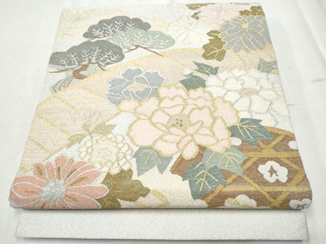 平和屋着物●太鼓柄袋帯　綴れ　籬草版文　正絹　逸品　CABD5988hy