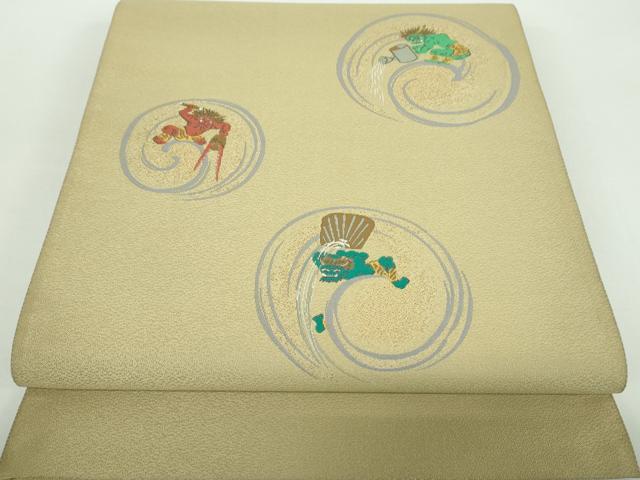 平和屋着物●太鼓柄袋帯　鬼　金彩　正絹　逸品　DABB4958ps